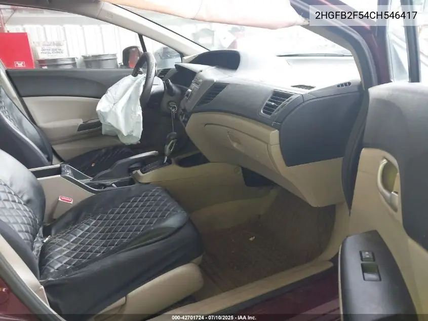 2012 Honda Civic Lx VIN: 2HGFB2F54CH546417 Lot: 42701724