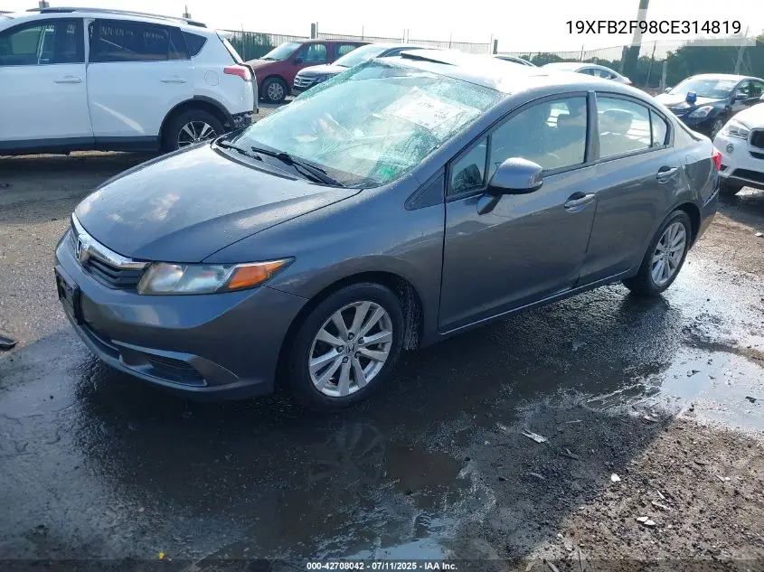 2012 Honda Civic Ex-L VIN: 19XFB2F98CE314819 Lot: 42708042