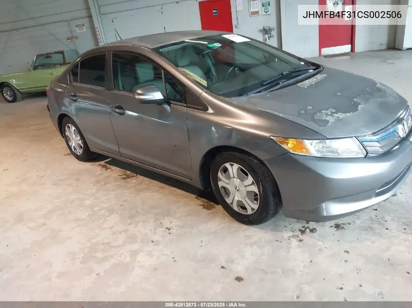 2012 Honda Civic Hybrid VIN: JHMFB4F31CS002506 Lot: 42812573