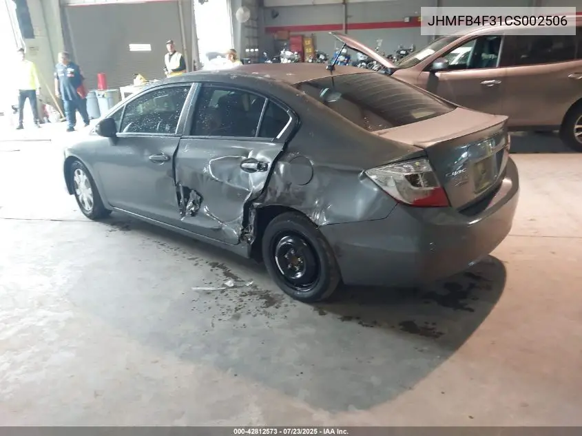 2012 Honda Civic Hybrid VIN: JHMFB4F31CS002506 Lot: 42812573
