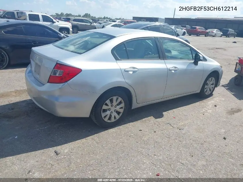 2012 Honda Civic Lx VIN: 2HGFB2F53CH612214 Lot: 42814298