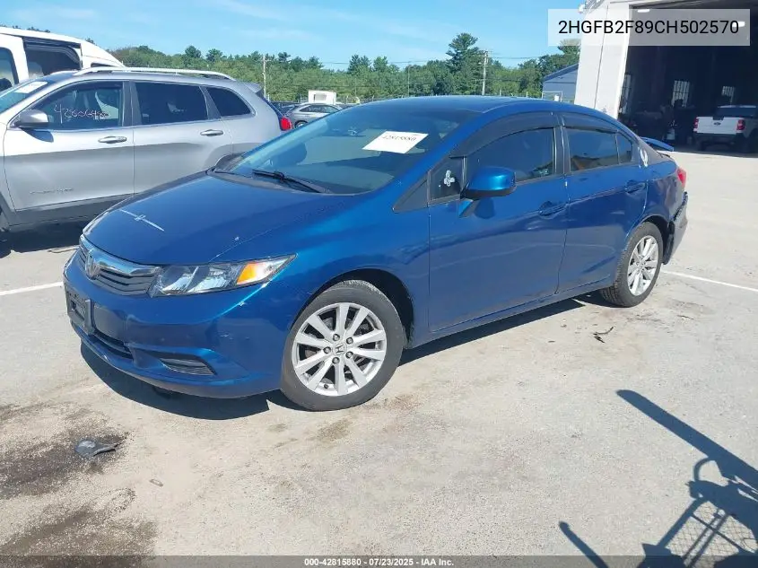 2012 Honda Civic Ex VIN: 2HGFB2F89CH502570 Lot: 42815880