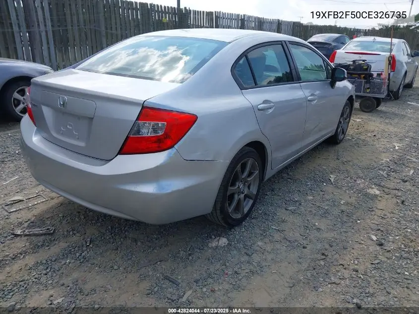 2012 Honda Civic Lx VIN: 19XFB2F50CE326735 Lot: 42824044
