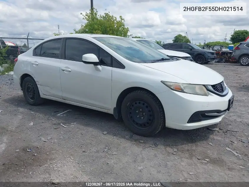 2013 Honda Civic Lx VIN: 2HGFB2F55DH021514 Lot: 12338267