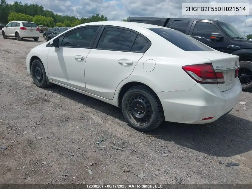 2013 Honda Civic Lx VIN: 2HGFB2F55DH021514 Lot: 12338267