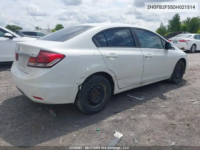 2013 Honda Civic Lx VIN: 2HGFB2F55DH021514 Lot: 12338267