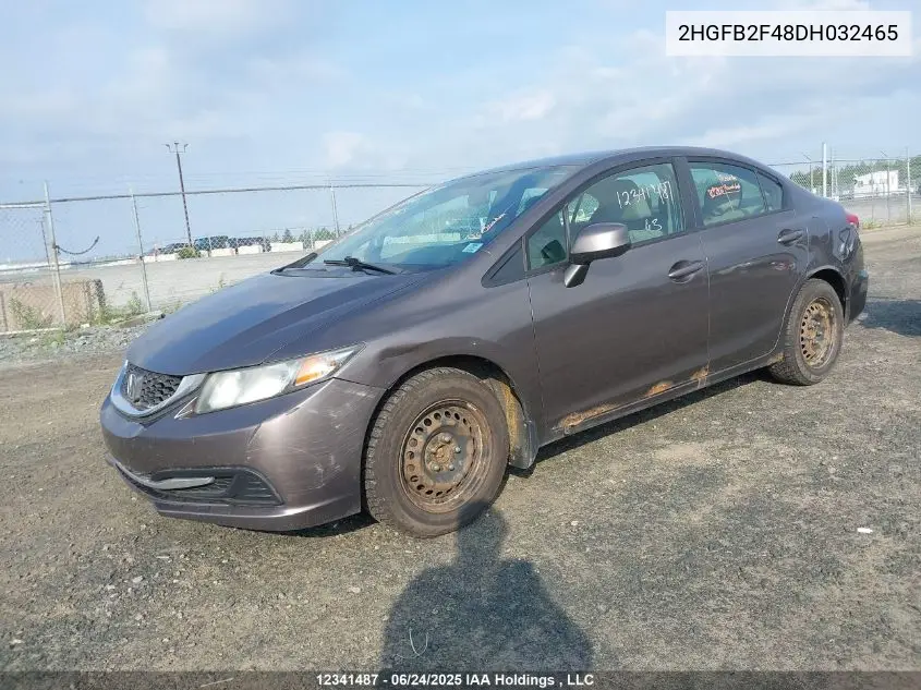 2013 Honda Civic Lx VIN: 2HGFB2F48DH032465 Lot: 12341487