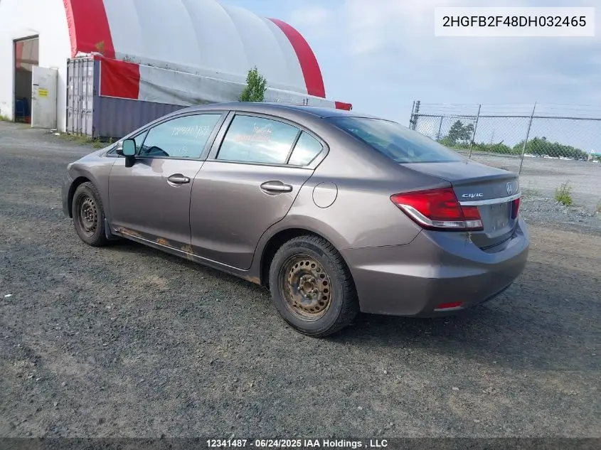 2013 Honda Civic Lx VIN: 2HGFB2F48DH032465 Lot: 12341487