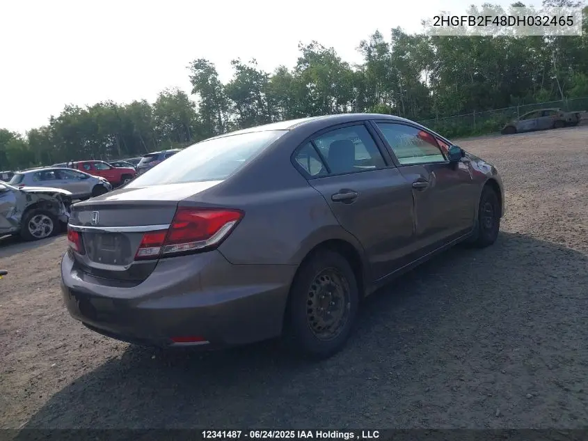 2013 Honda Civic Lx VIN: 2HGFB2F48DH032465 Lot: 12341487