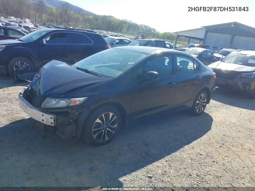 2013 Honda Civic Ex VIN: 2HGFB2F87DH531843 Lot: 41985915