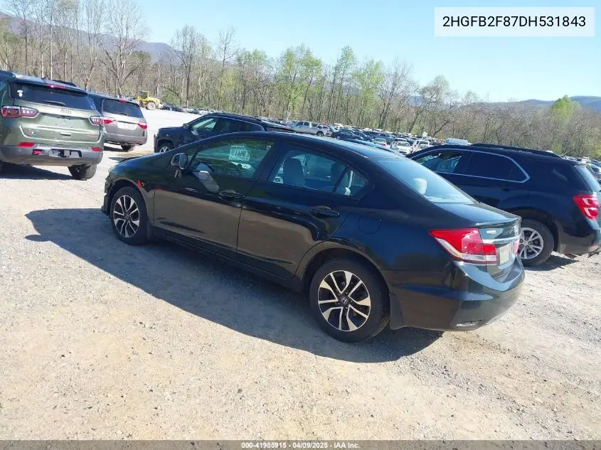 2013 Honda Civic Ex VIN: 2HGFB2F87DH531843 Lot: 41985915