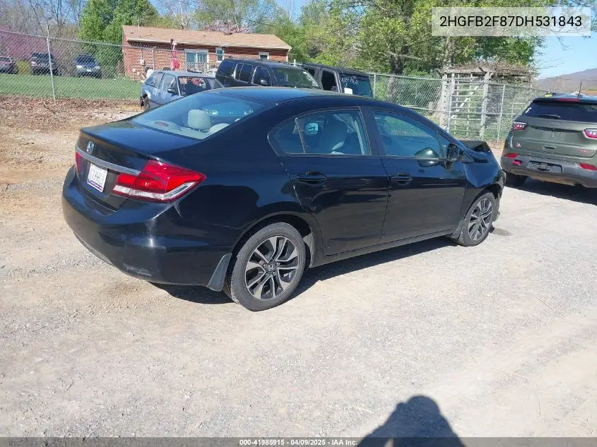 2013 Honda Civic Ex VIN: 2HGFB2F87DH531843 Lot: 41985915