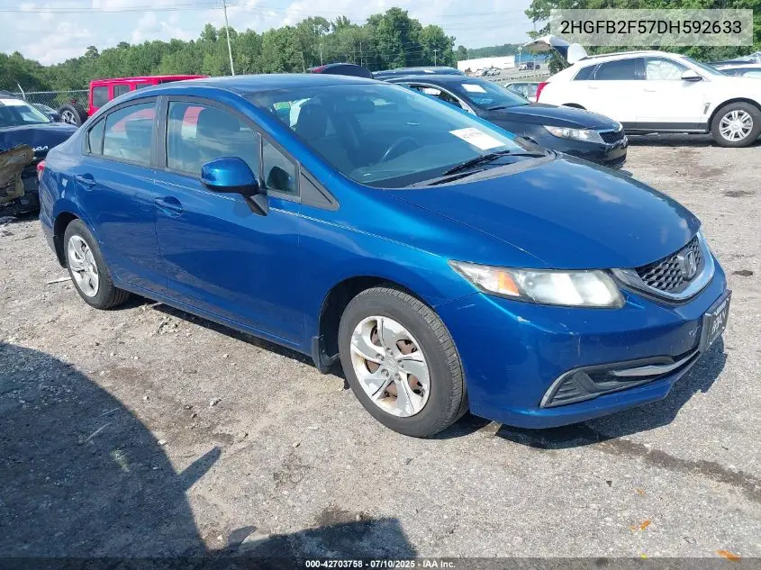 2013 Honda Civic Lx VIN: 2HGFB2F57DH592633 Lot: 42703758