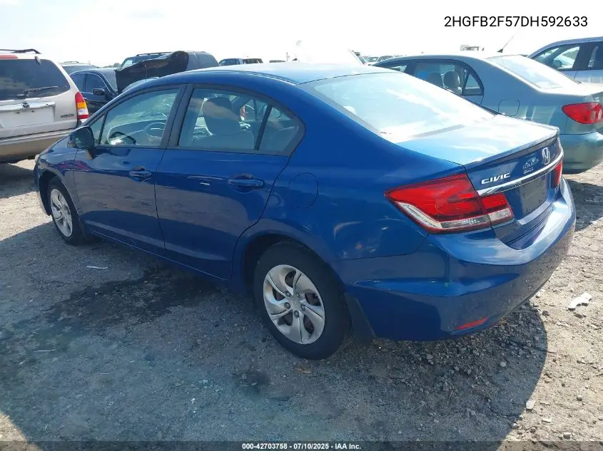 2013 Honda Civic Lx VIN: 2HGFB2F57DH592633 Lot: 42703758