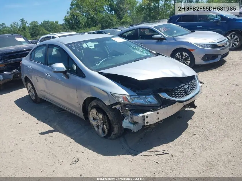 2013 Honda Civic Lx VIN: 2HGFB2F55DH581985 Lot: 42786223