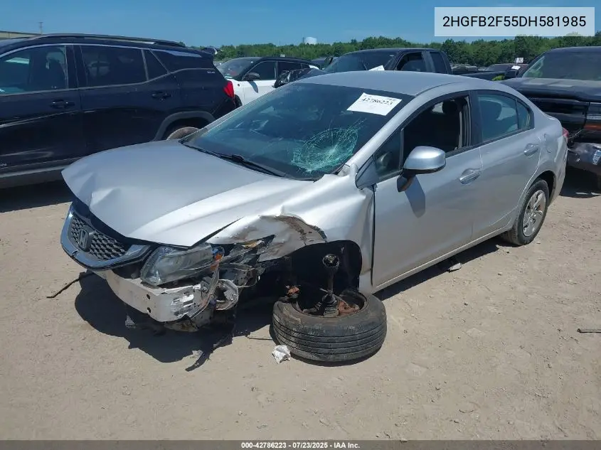 2013 Honda Civic Lx VIN: 2HGFB2F55DH581985 Lot: 42786223