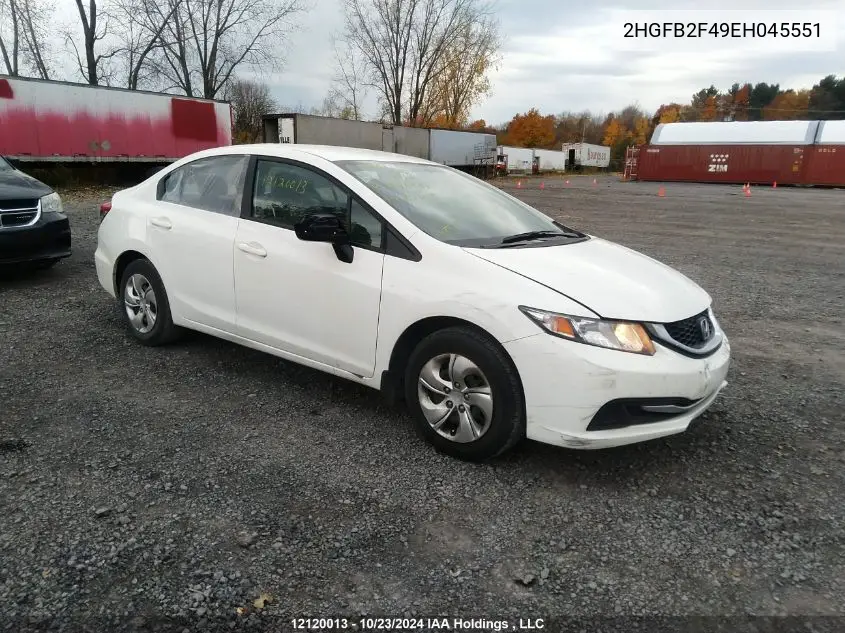 2014 Honda Civic VIN: 2HGFB2F49EH045551 Lot: 12120013