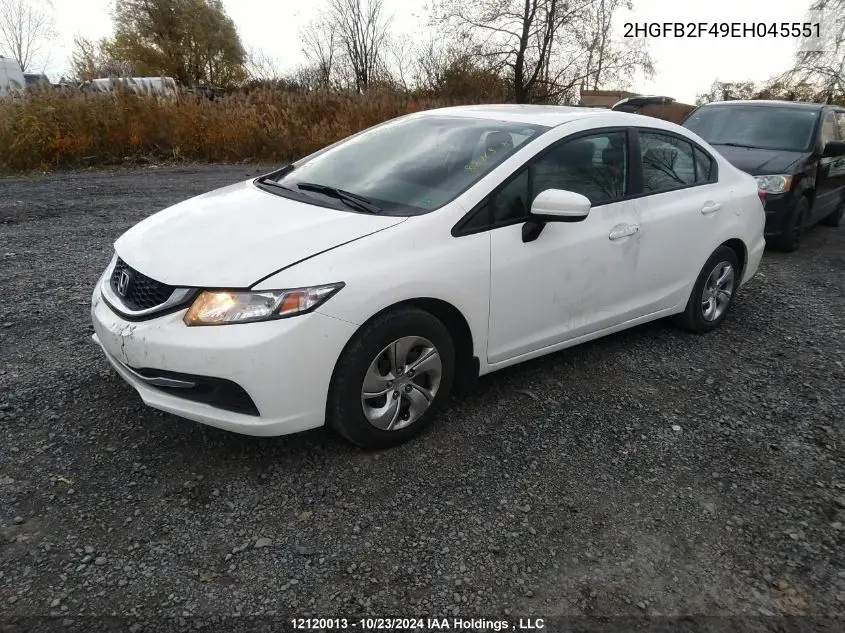 2014 Honda Civic VIN: 2HGFB2F49EH045551 Lot: 12120013