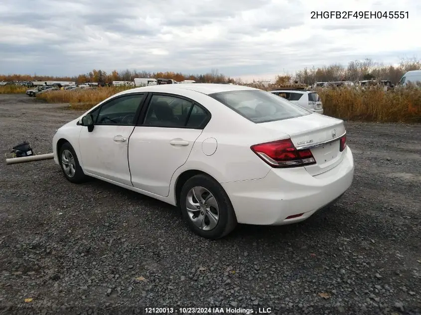 2014 Honda Civic VIN: 2HGFB2F49EH045551 Lot: 12120013