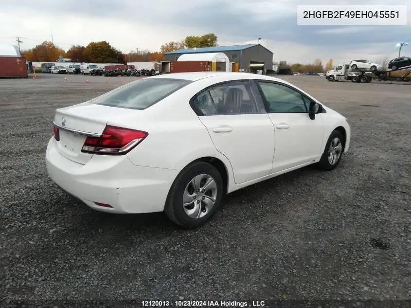 2014 Honda Civic VIN: 2HGFB2F49EH045551 Lot: 12120013