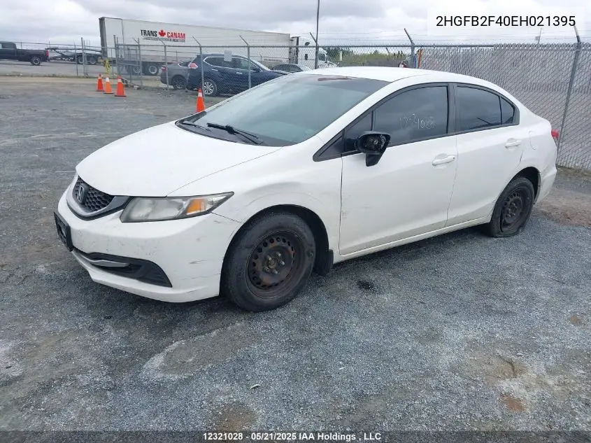 2014 Honda Civic Lx VIN: 2HGFB2F40EH021395 Lot: 12321028