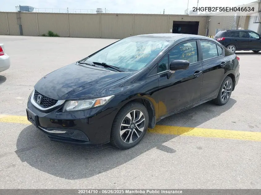 2014 Honda Civic Ex VIN: 2HGFB2F56EH046634 Lot: 20214710