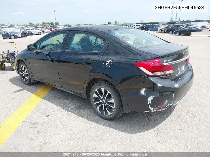2014 Honda Civic Ex VIN: 2HGFB2F56EH046634 Lot: 20214710
