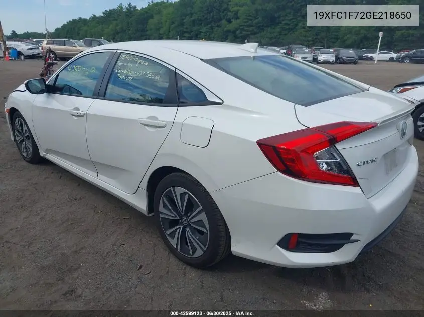 2016 Honda Civic Ex-L VIN: 19XFC1F72GE218650 Lot: 42599123