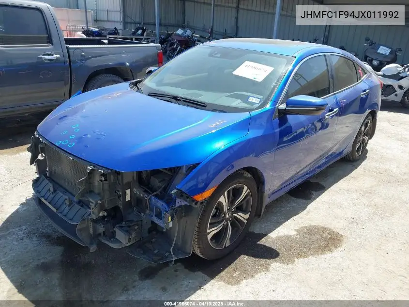 2018 Honda Civic Touring VIN: JHMFC1F94JX011992 Lot: 41986074