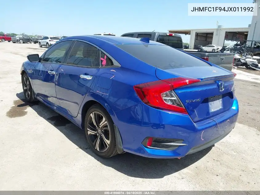 2018 Honda Civic Touring VIN: JHMFC1F94JX011992 Lot: 41986074
