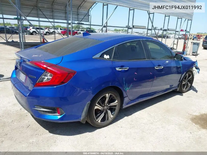 2018 Honda Civic Touring VIN: JHMFC1F94JX011992 Lot: 41986074