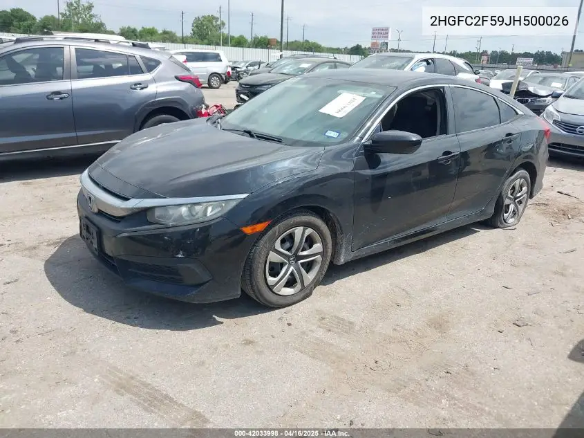 2018 Honda Civic Lx VIN: 2HGFC2F59JH500026 Lot: 42033998