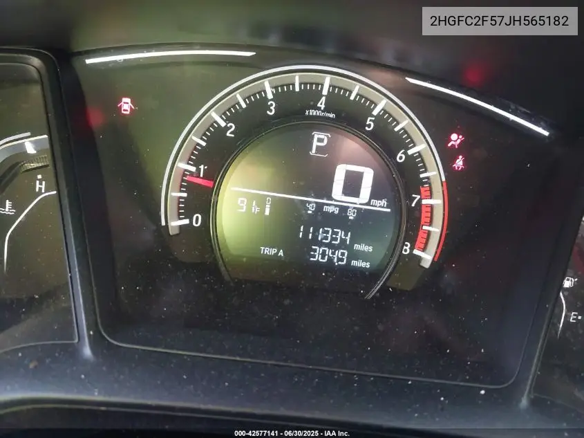 2018 Honda Civic Lx VIN: 2HGFC2F57JH565182 Lot: 42577141