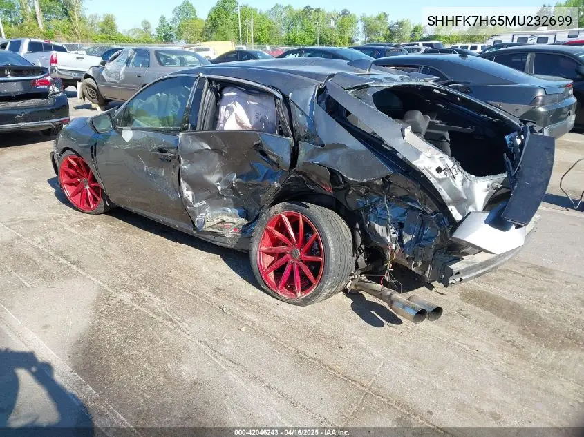 2021 Honda Civic Ex VIN: SHHFK7H65MU232699 Lot: 42046243