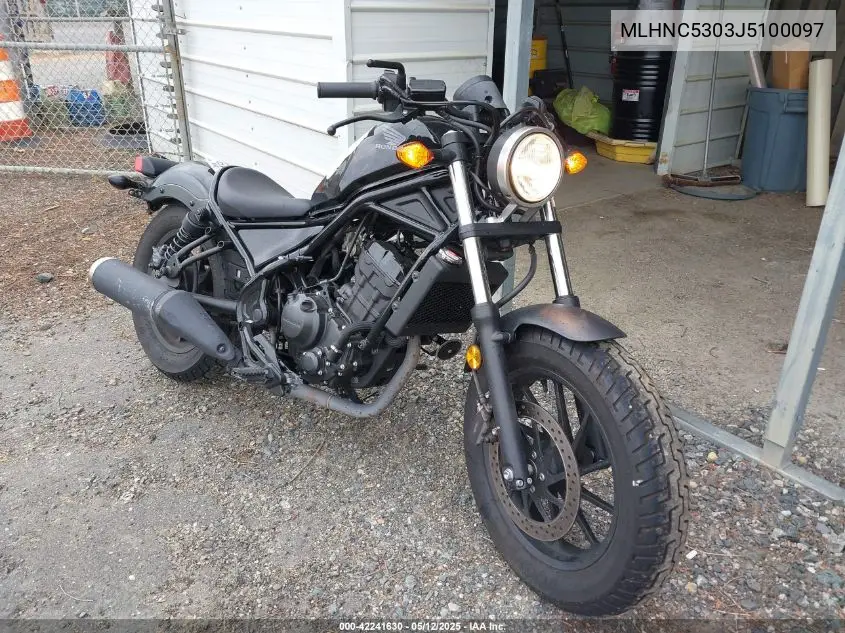 2018 Honda Cmx300 VIN: MLHNC5303J5100097 Lot: 42241630