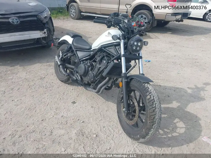 2021 Honda Cmx500 A VIN: MLHPC566XM5400376 Lot: 12340102