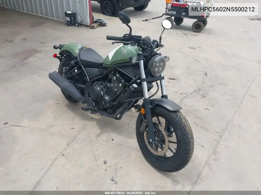 2022 Honda Cmx500 VIN: MLHPC5602N5500212 Lot: 42110032