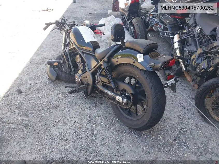 2024 Honda Cmx300 VIN: MLHNC5304R5700252 Lot: 42038001