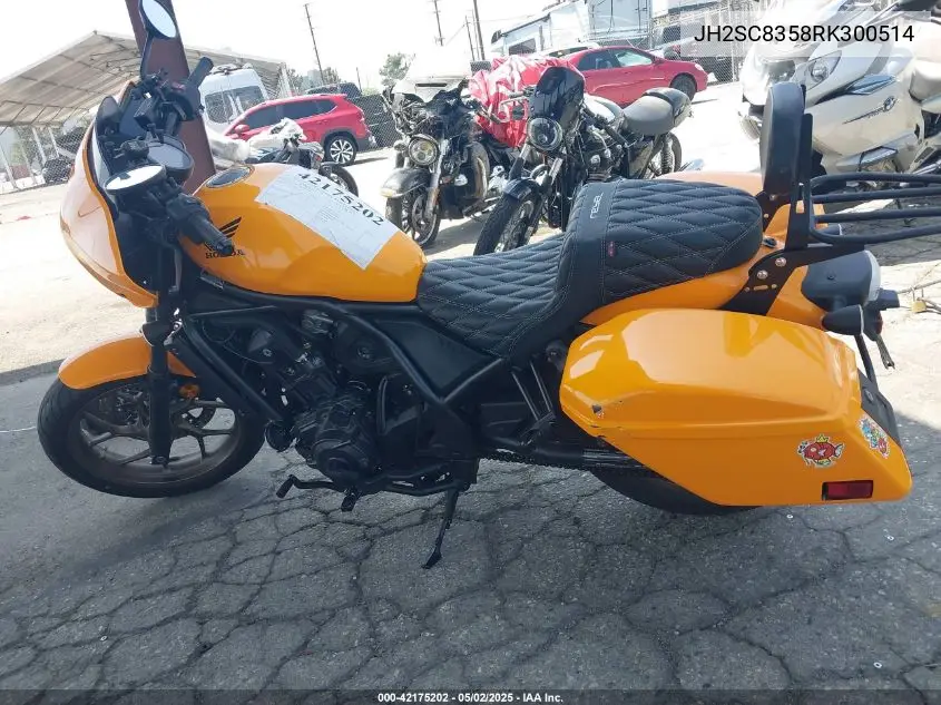 2024 Honda Cmx1100 T VIN: JH2SC8358RK300514 Lot: 42175202