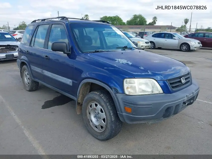 1998 Honda Cr-V Lx VIN: JHLRD1845WC078826 Lot: 41893203