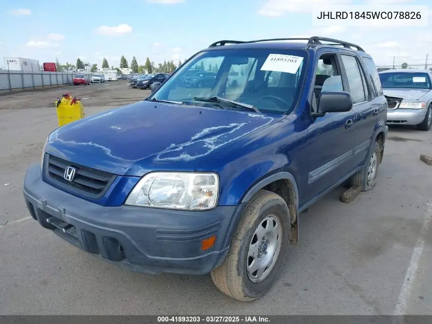 1998 Honda Cr-V Lx VIN: JHLRD1845WC078826 Lot: 41893203