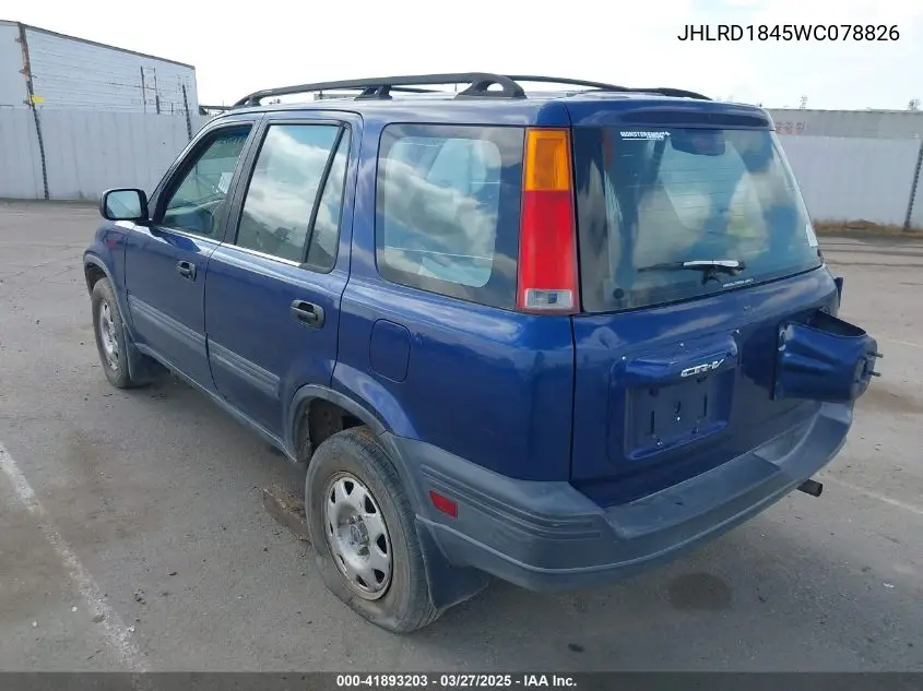 1998 Honda Cr-V Lx VIN: JHLRD1845WC078826 Lot: 41893203