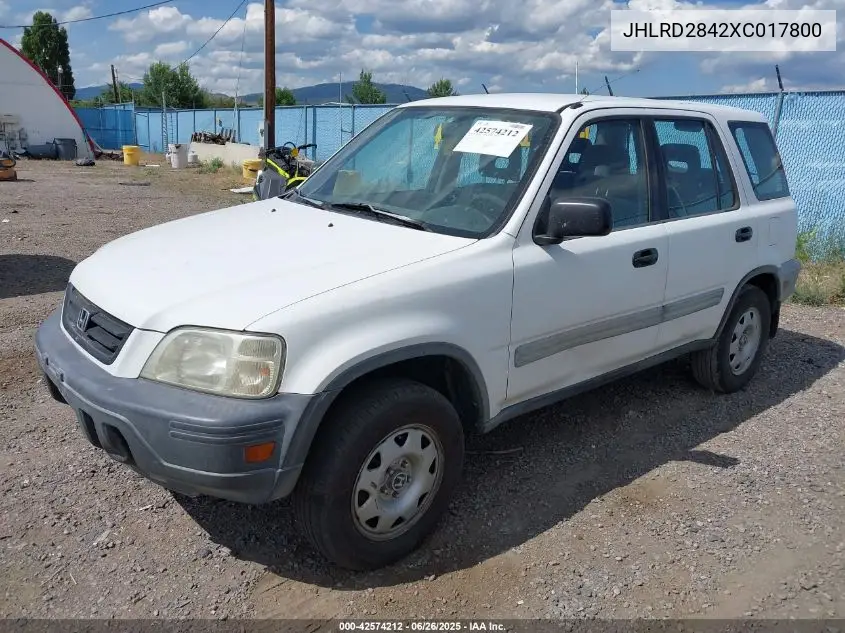 1999 Honda Cr-V Lx VIN: JHLRD2842XC017800 Lot: 42574212