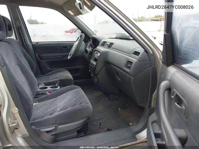 2000 Honda Cr-V Lx VIN: JHLRD2847YC008026 Lot: 41931453
