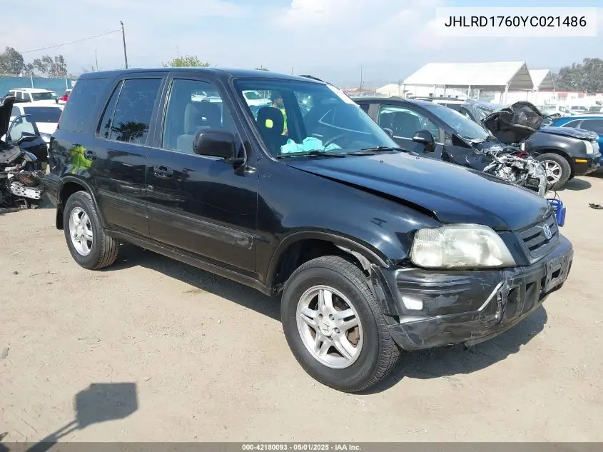 2000 Honda Cr-V Ex VIN: JHLRD1760YC021486 Lot: 42180093