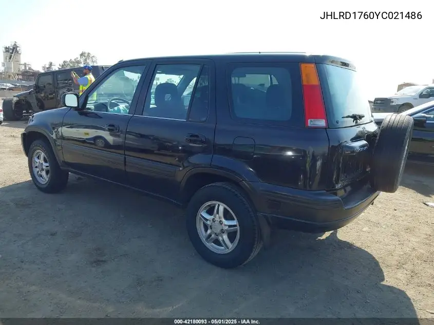 2000 Honda Cr-V Ex VIN: JHLRD1760YC021486 Lot: 42180093