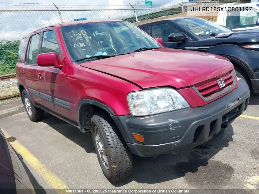 2001 Honda Cr-V Ex VIN: JHLRD185X1C801197 Lot: 40011861
