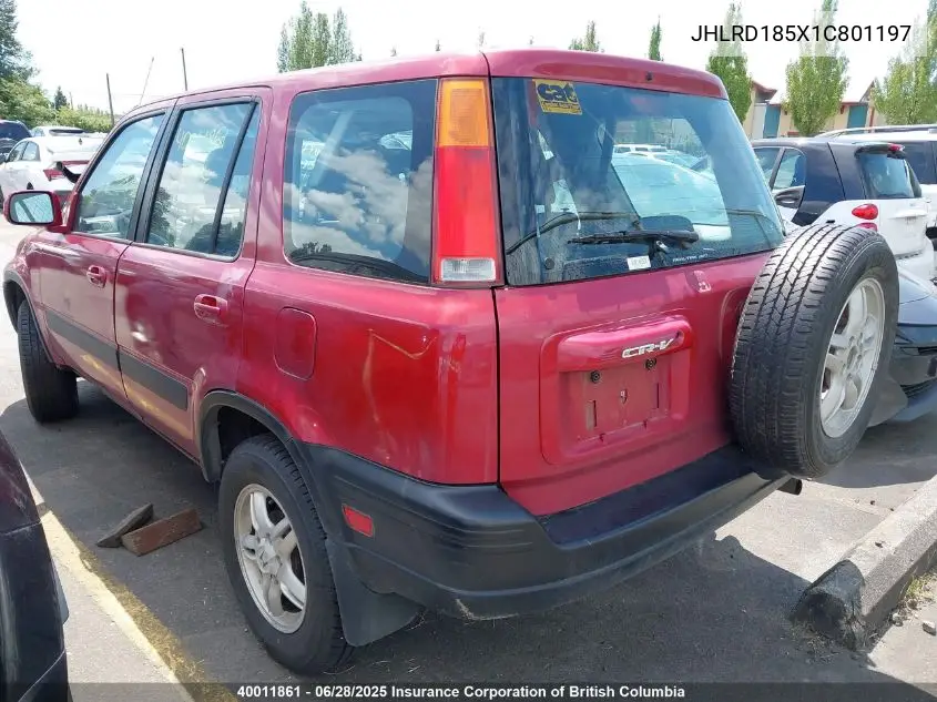 2001 Honda Cr-V Ex VIN: JHLRD185X1C801197 Lot: 40011861
