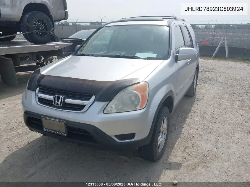 2003 Honda Cr-V Ex VIN: JHLRD78923C803924 Lot: 12313330