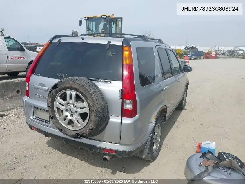 2003 Honda Cr-V Ex VIN: JHLRD78923C803924 Lot: 12313330